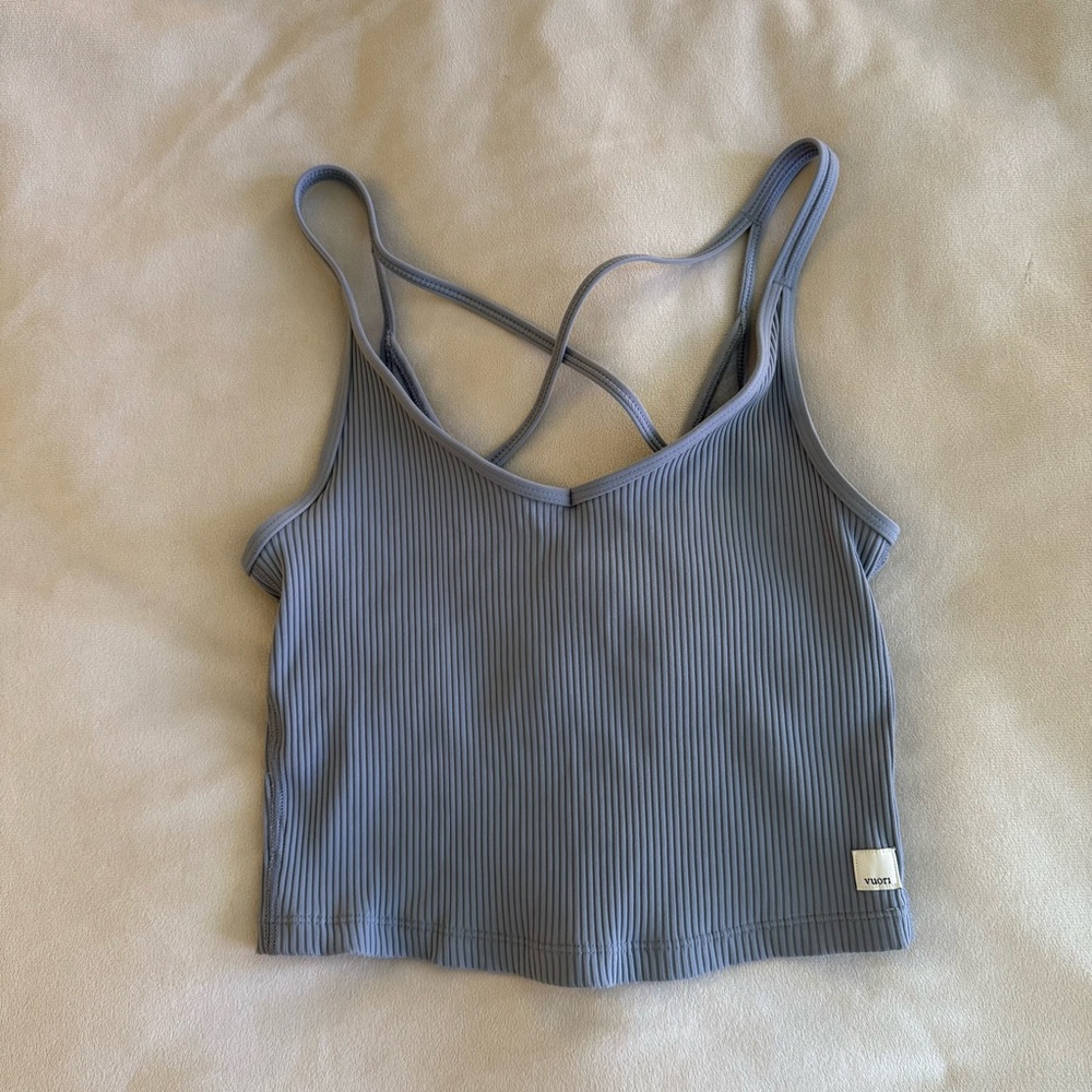 Vuori Ribbed Crop Top with Strappy Back